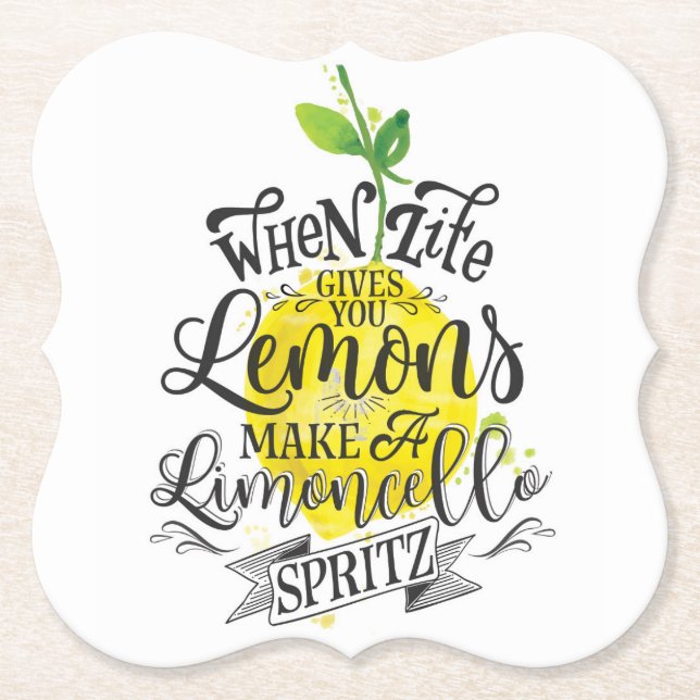 "When Life Gives You Lemons, Make Limoncello" Paper Coaster (Front)
