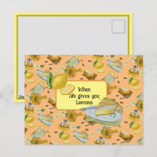 when life gives you lemons pattern holiday postcard
