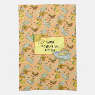 when life gives you lemons pattern tea towel