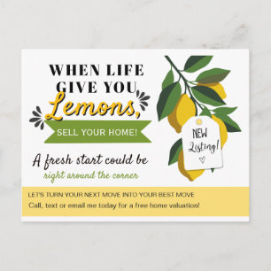 When Life Gives You Lemons Sell Your Home Real Announcement Postcard