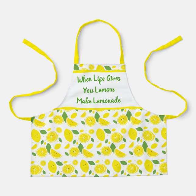 When Life Gives You Lemons Smiling Cartoon Food Apron (Front)