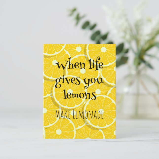 When Life Gives You Lemons Sunny Yellow Lemon  Postcard (Standing Front)