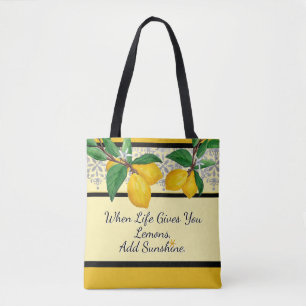 When Life Gives You Lemons Yellow Amalfi Quote Tote Bag