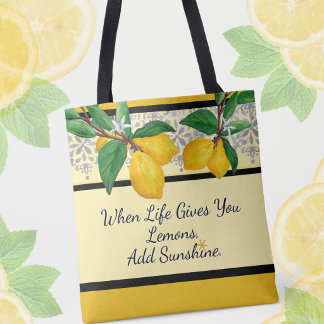 When Life Gives You Lemons | Yellow Amalfi Quote Tote Bag