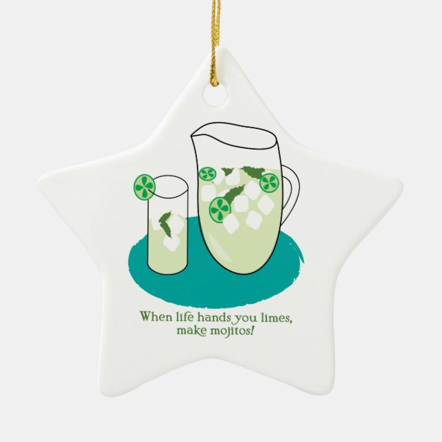 When Life Hands You Limes, Make Mojitos! Ceramic Tree Decoration (Front)