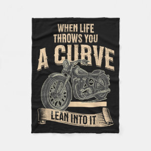 When Life Throws A Curve Funny Motorcycle Biker Fleece Blanket
