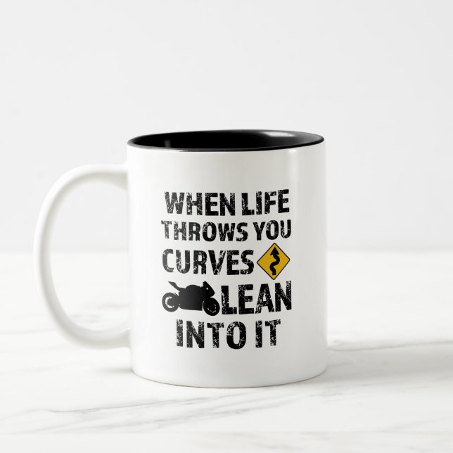 When life throws you curves motorcycle mens mug (Left)