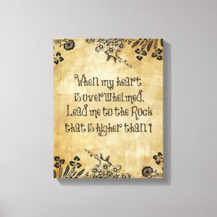 When My Heart is Overwhelmed Bible Verse Canvas Print