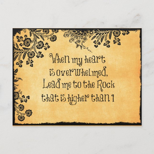 When My Heart is Overwhelmed Bible Verse Postcard (Front)