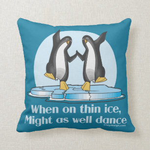 When On Thin Ice Dance Penguins Cushion