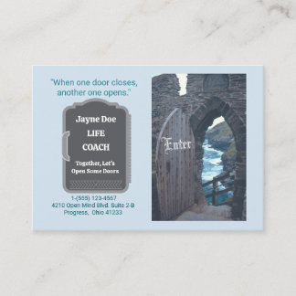 "WHEN ONE DOOR CLOSES ANOTHER ONE OPENS" BUSINESS CARD