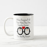 When Penguins Find Their Mate They Stay Together  Two-Tone Coffee Mug<br><div class="desc">"When penguins find their mate, they stay together forever you are my penguin.'' great gift for your partner, your boyfriend, husband, couple, wife, girlfriend, or friend who needs reminding how much they are loved. Make them laugh and feel cute every time they see this design, and a great reminder they...</div>