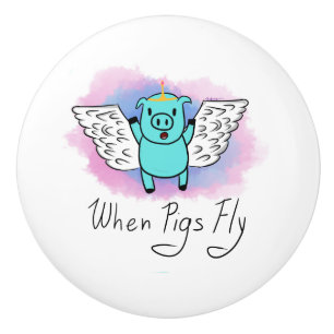 When Pigs Fly Ceramic Knob