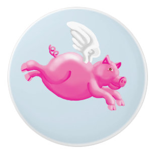When pigs fly ceramic knob