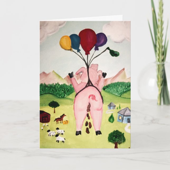 When pigs fly congratulations new job card (Front)