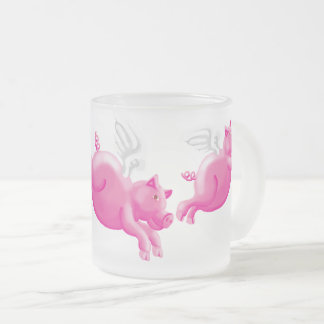 When pigs fly fat pink pigs frosted glass coffee mug