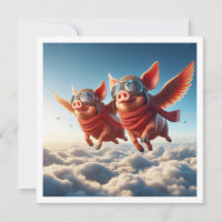 When pigs fly! Flying pig invitation, achievement
