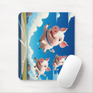 When Pigs Fly Funny Winged Pigs Mouse Mat