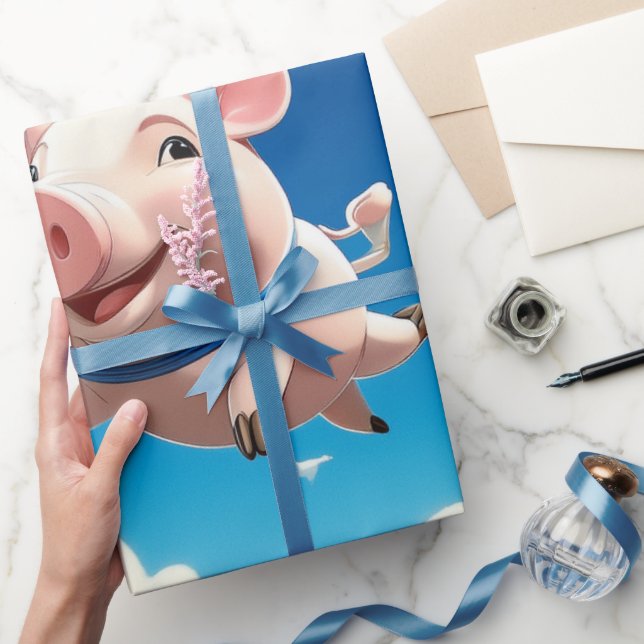 When Pigs Fly Funny Winged Pigs Wrapping Paper (Gifting)