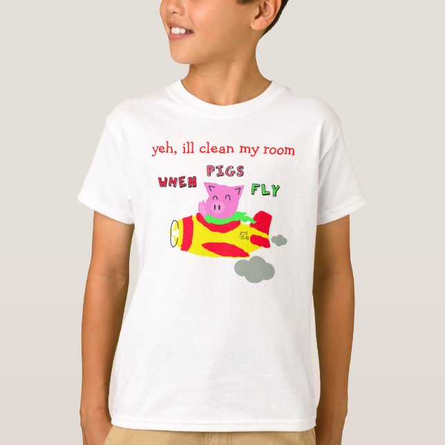 when pigs fly kids t-shirt (Front)