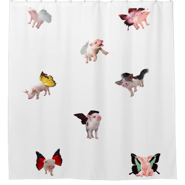 When Pigs Fly Shower Curtain (Front)