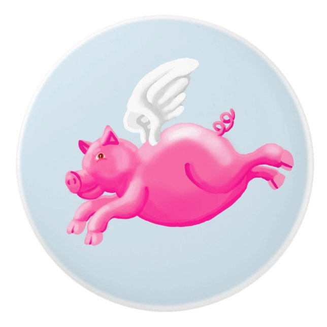 When pigs fly version two ceramic knob (Front)