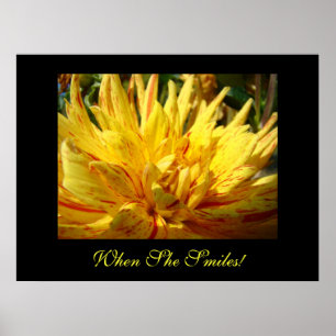 When She Smiles! Art Print Yellow Dahlia Flower