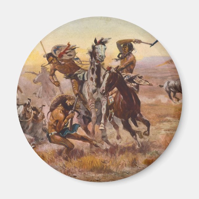 When Sioux and Blackfeet Met by Charles M. Russell Magnet (Front)