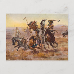 When Sioux and Blackfeet Met by Charles M. Russell Postcard
