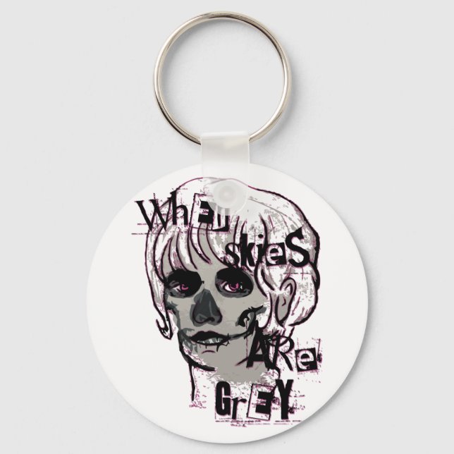 when skies are grey skeleton magnet key ring (Front)