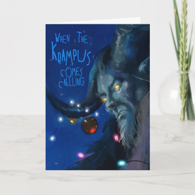 When the Krampus Comes Calling Holiday Card (Front)