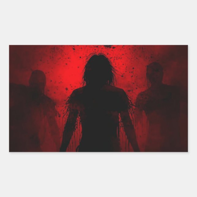 When the Night Screams in Red Rectangular Sticker (Front)