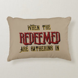 When the Redeemed Are Gathering In Beige Decorative Cushion