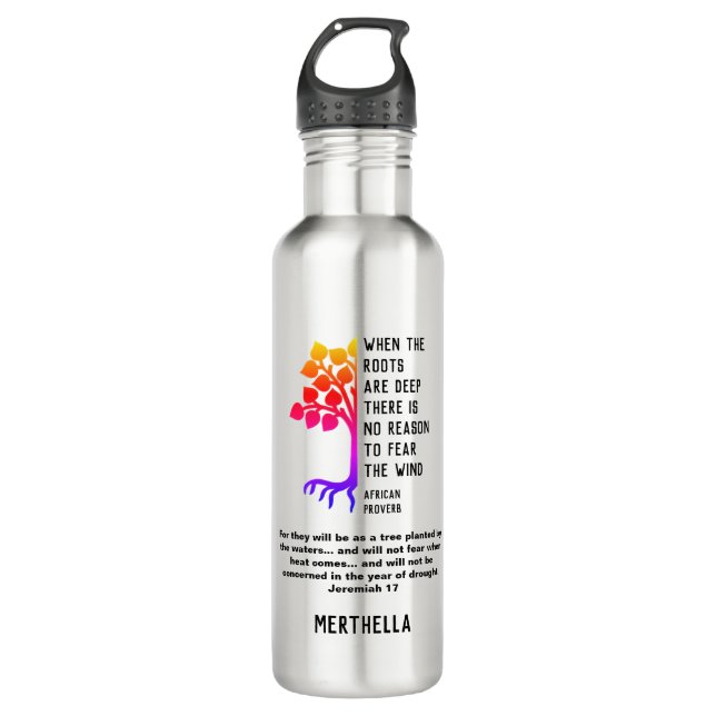 WHEN THE ROOTS ARE DEEP African Proverb 710 Ml Water Bottle (Front)