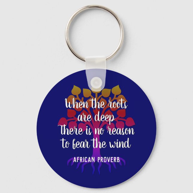 WHEN THE ROOTS ARE DEEP Inspirational Quote  Key Ring (Front)