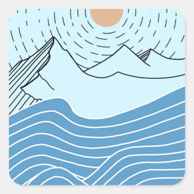 When the sea meets the mountain square sticker (Front)