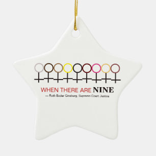 When There are Nine Justice Ginsburg RBG Quote Ceramic Tree Decoration