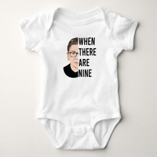 When There Are Nine - RGB, Ruth Bader Ginsburg Baby Bodysuit