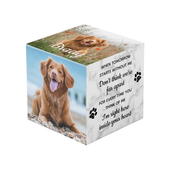 When Tomorrow Starts Without Me Pet Memorial Photo Cube (Front Angled)