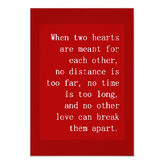 WHEN TWO HEARTS ARE MEANT FOR EACH OTHER NO DISTAN CARD