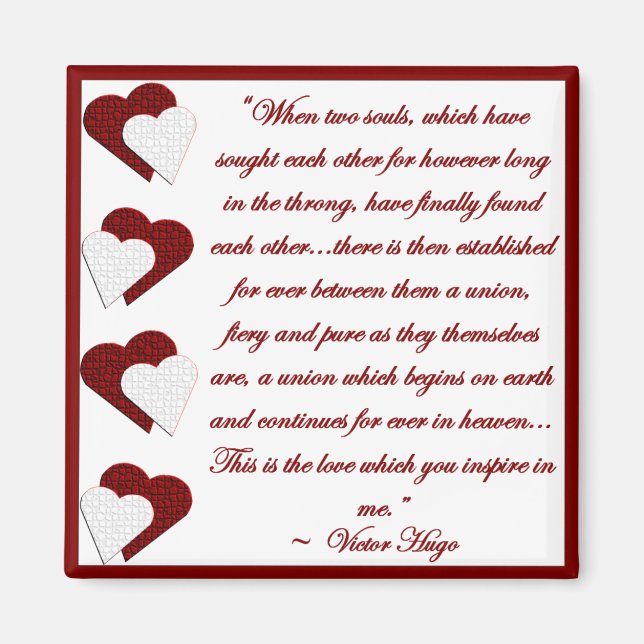 When Two Souls... Victor Hugo Quote Magnet (Front)
