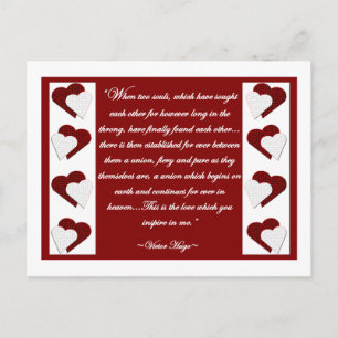 When Two Souls... Victor Hugo Quote Postcard