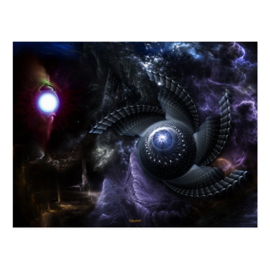 When Universes Collide Fractal Art Postcard