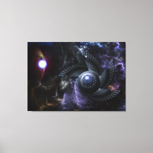 When Universes Collide Fractal Art Wrapped Canvas
