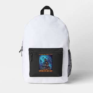 When We All Fall Asleep Haunted House Scary Ravens Printed Backpack