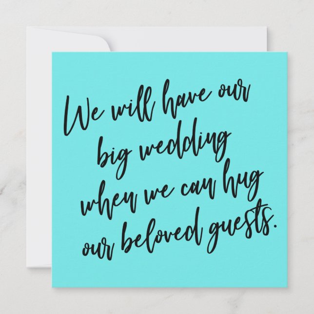 When We Can Hug Aqua Postponed Wedding Card (Front)