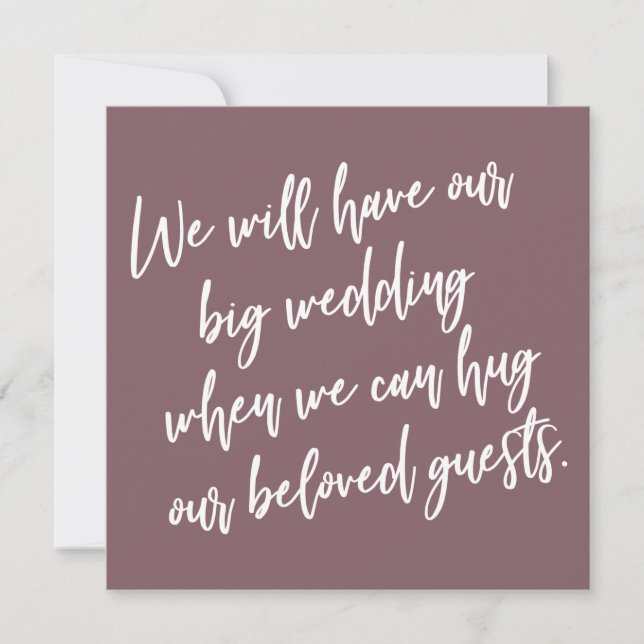 When We Can Hug Mauve Postponed Wedding Card (Front)