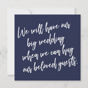 When We Can Hug Navy Blue Postponed Wedding Card