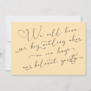 When We Can Hug Postponed Wedding Peach Card