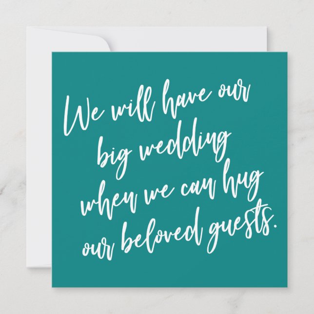 When We Can Hug Teal Postponed Wedding Card (Front)